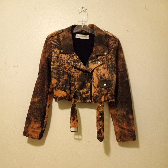 Alyson Eastman Distressed Cropped Lamb Leather Motorcycle Jacket Size S Rare - Picture 6 of 16